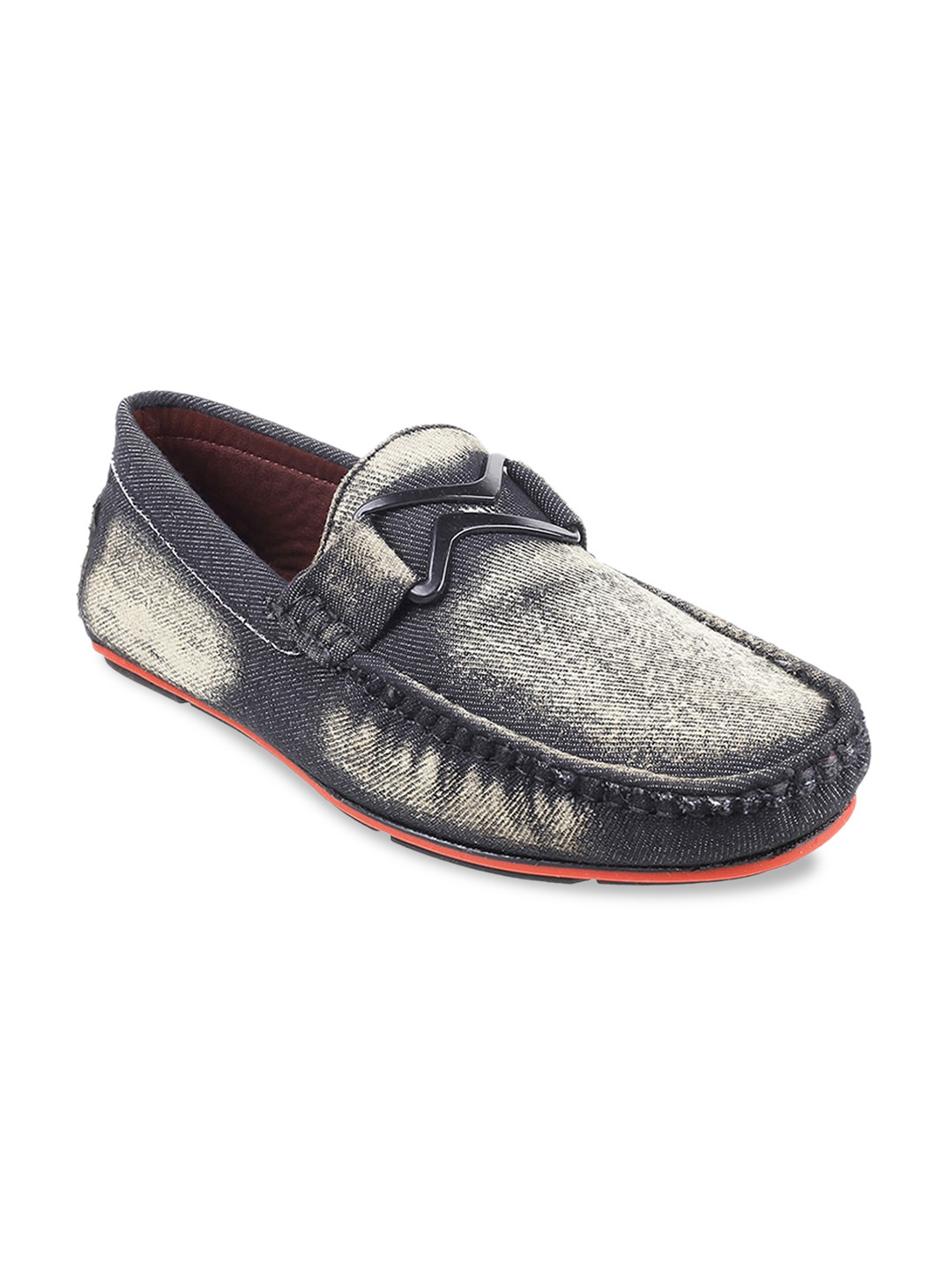 

Metro Men Printed Suede Loafers, Khaki