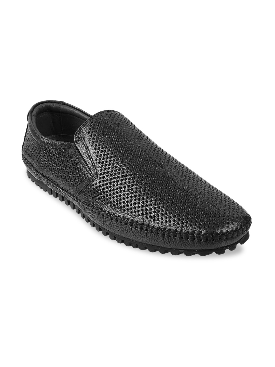 

Metro Men Textured Leather Driving Shoes, Black