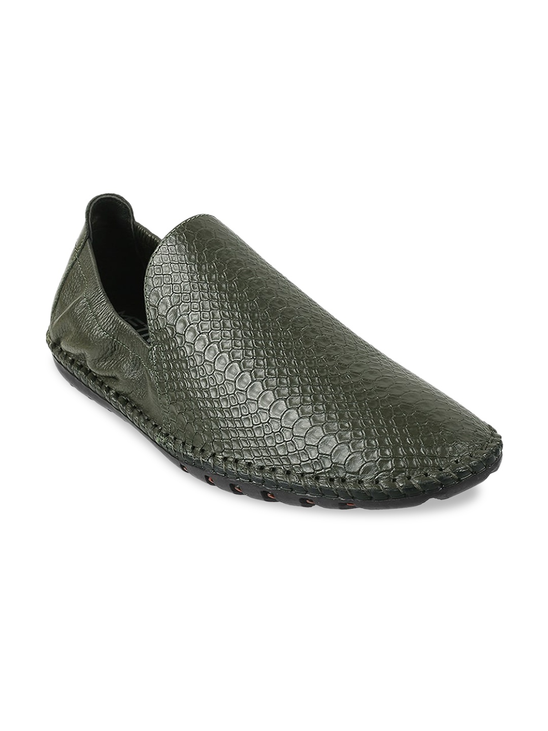 

Metro Men Textured Leather Driving Shoes, Olive