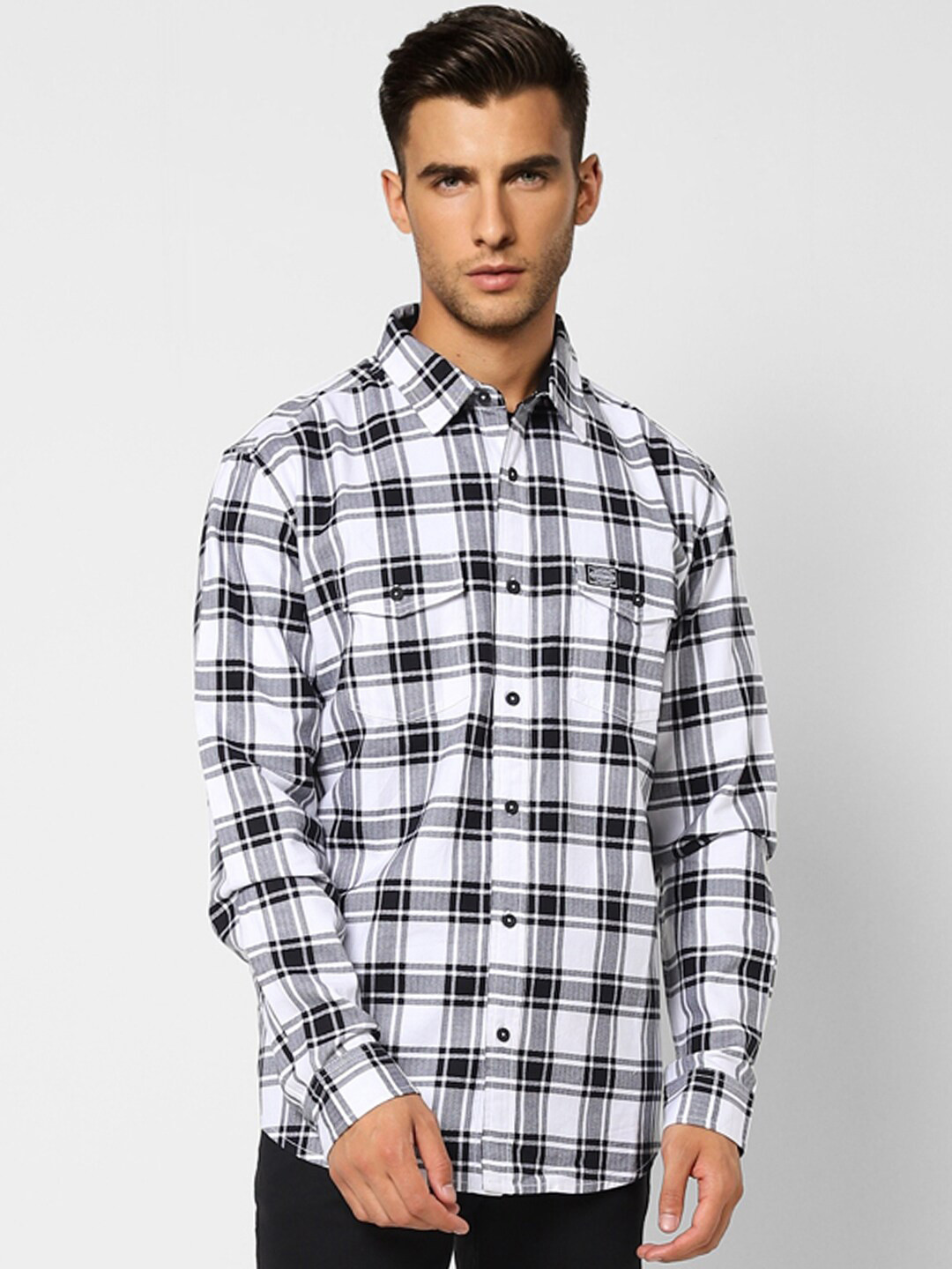 

Jack & Jones Men Checked Cotton Casual Shirt, White