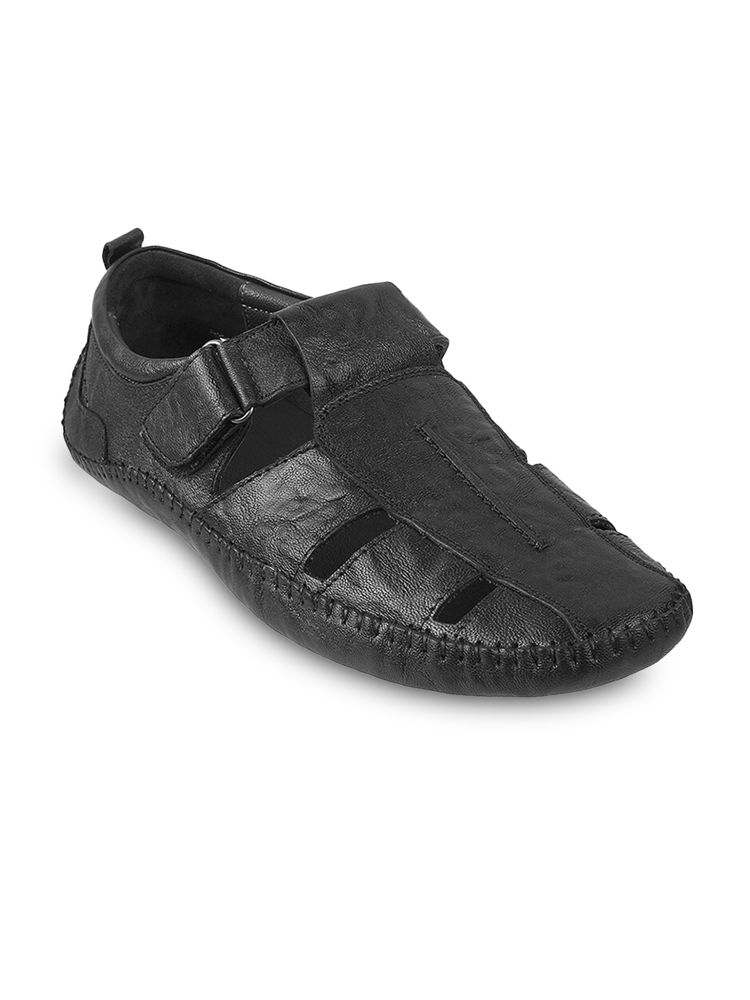 

Mochi Men Leather Fisherman Sandals, Black