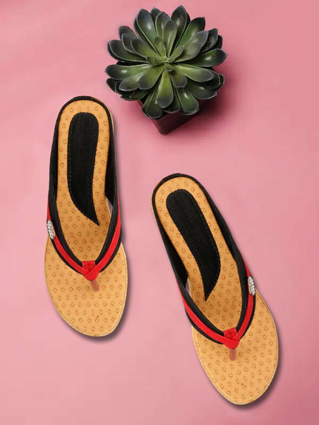 

sneakers villa Women Printed Open Toe Flats, Black