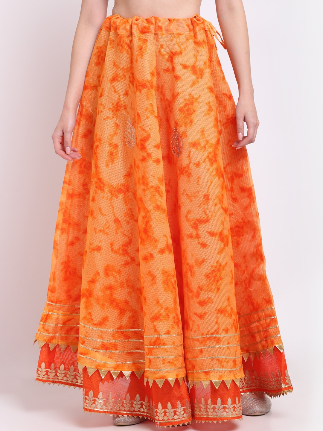 

SOUNDARYA Printed Pure Cotton Maxi Skirt, Orange