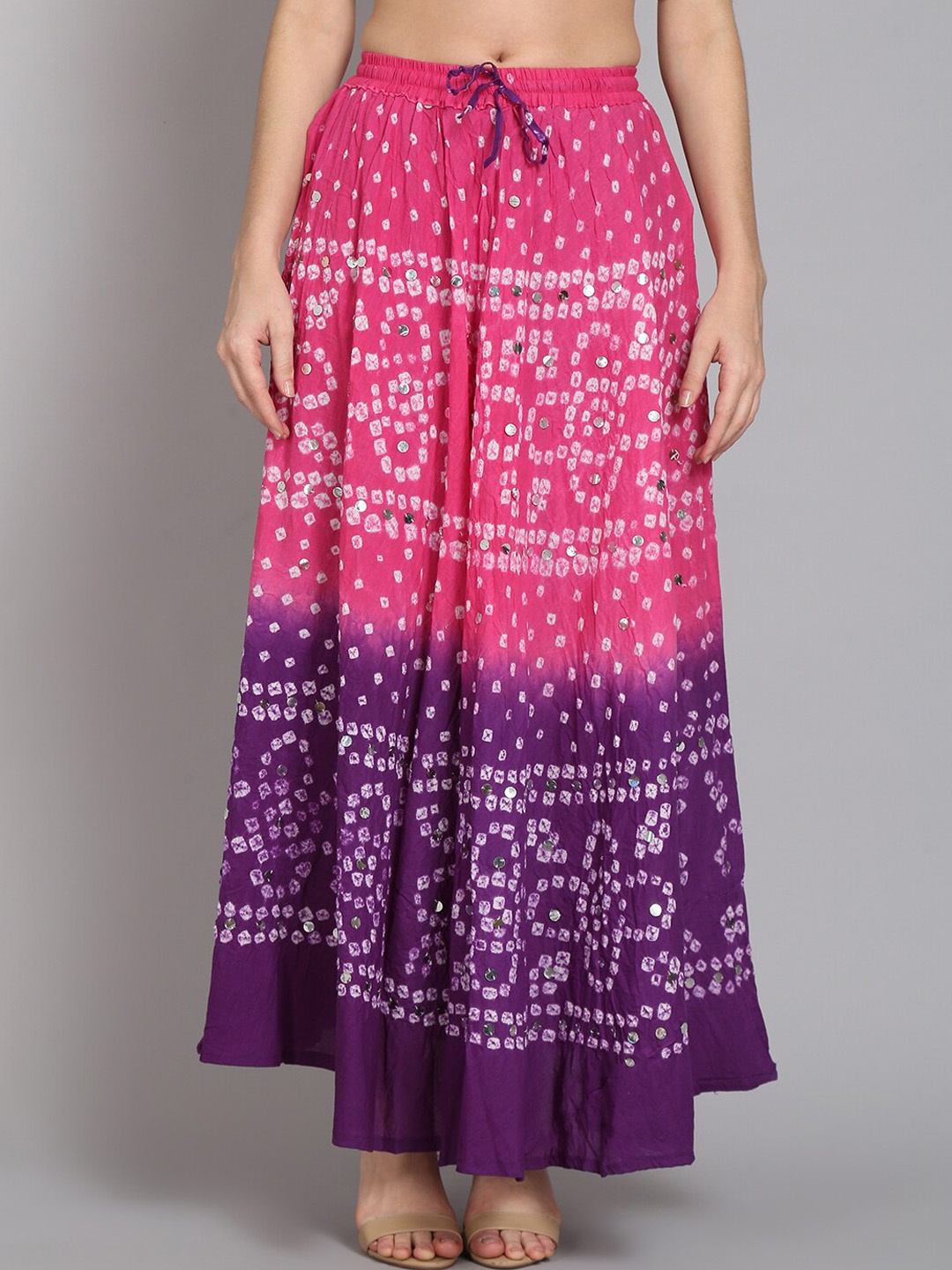 

SOUNDARYA Tie & Dye Printed A-Line Maxi Skirt, Pink