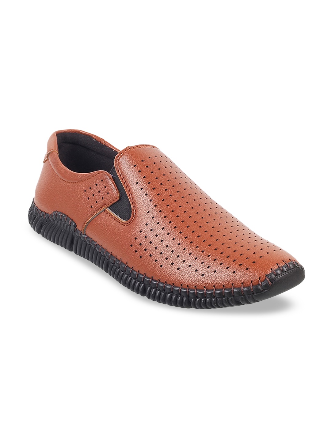 

WALKWAY by Metro Men Perforations Slip-On Sneakers, Tan