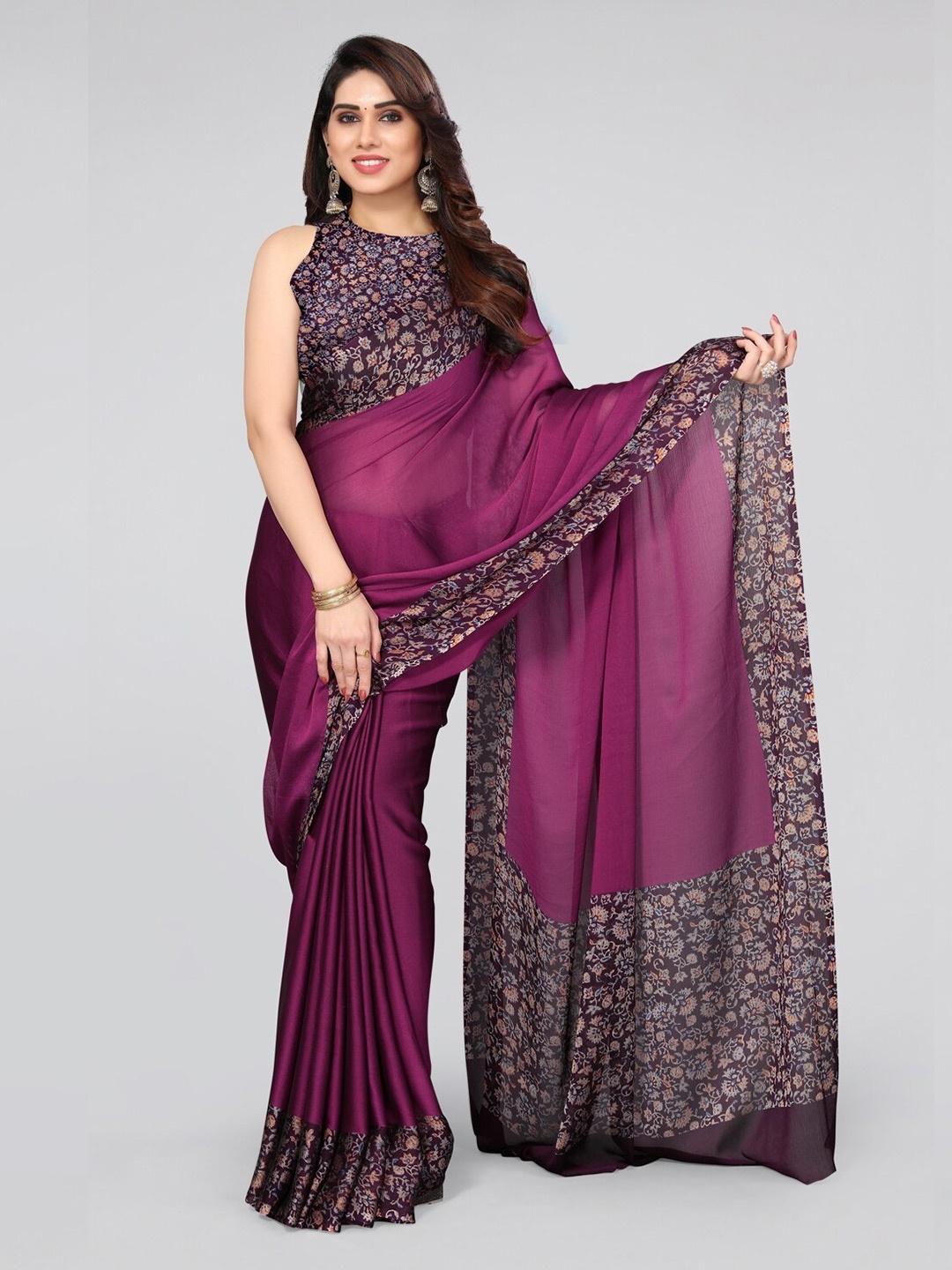 

KALINI Poly Chiffon Saree, Magenta