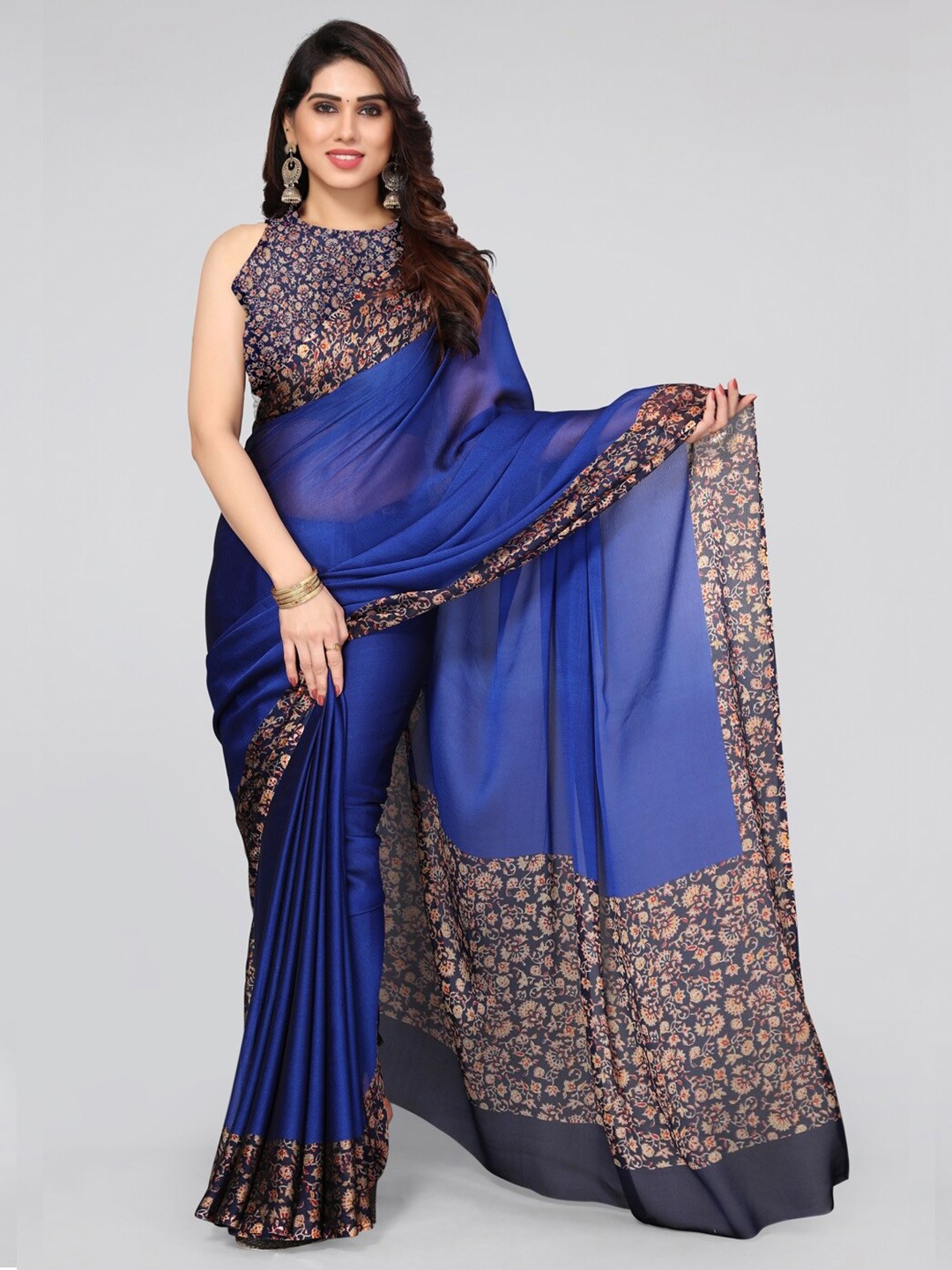 

KALINI Floral Printed Saree, Blue