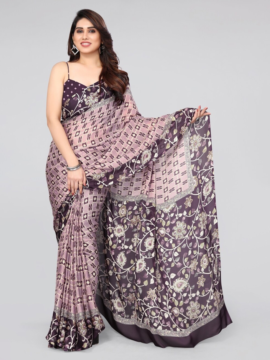 

KALINI Floral Printed Saree, Pink