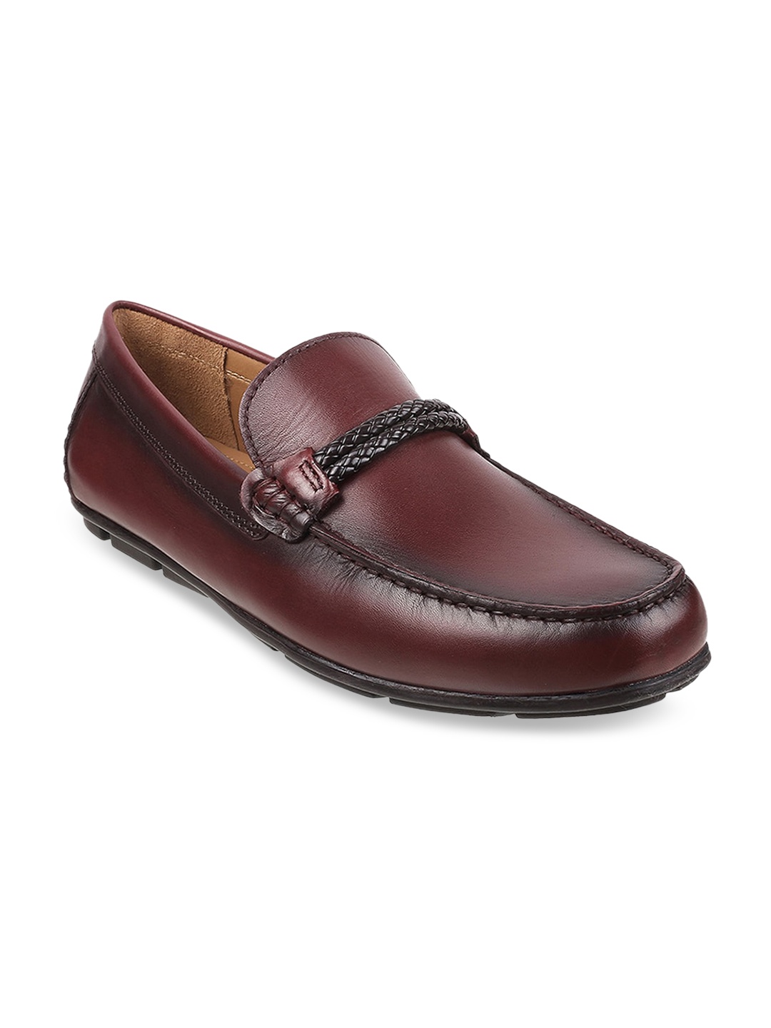 

J FONTINI Men Leather Loafers, Maroon