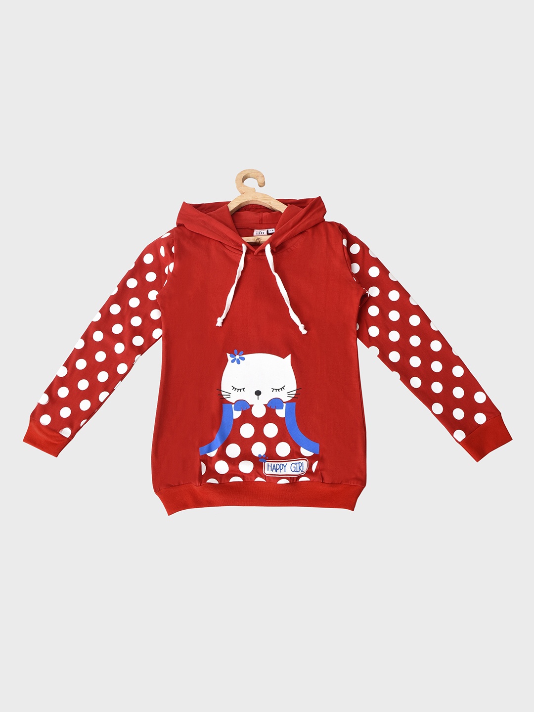 

POMY & JINNY Printed Hooded Cotton Sweatshirt, Red