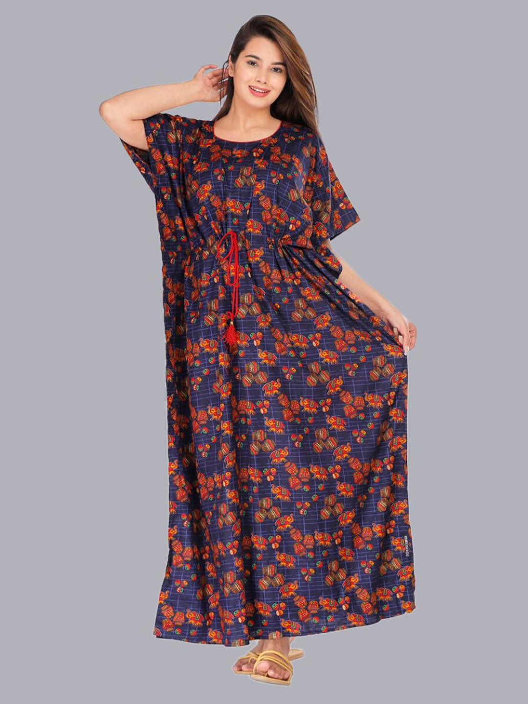 

SP DESIGNS Printed Pure Cotton Maxi Nightdress, Blue