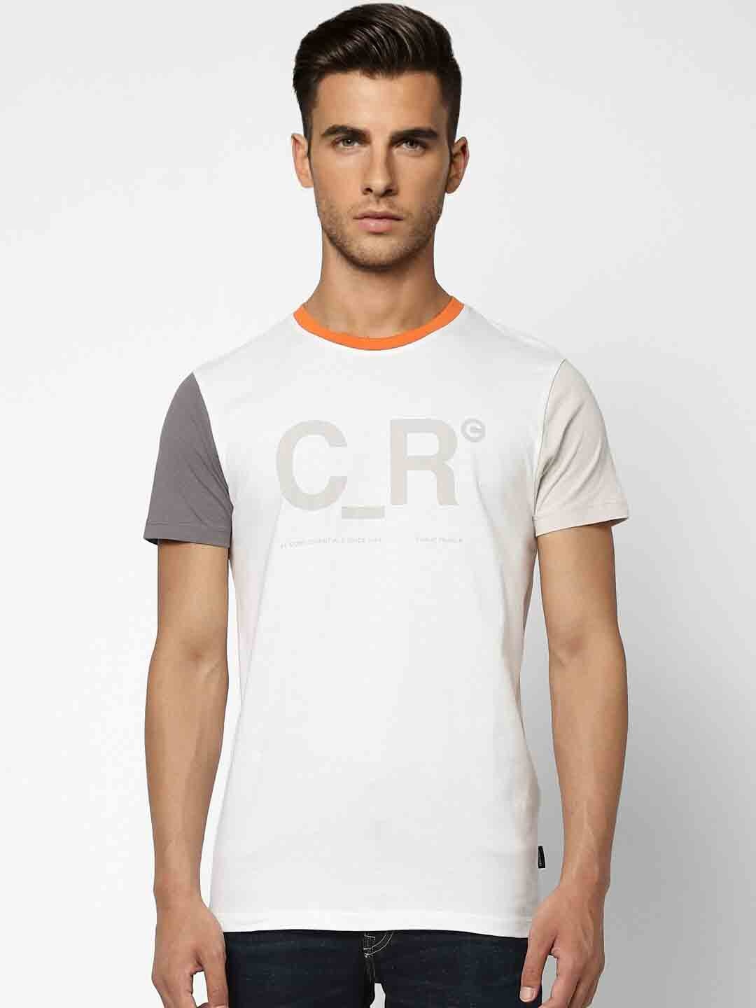 

Jack & Jones Typography Colourblocked Cotton T-shirt, White