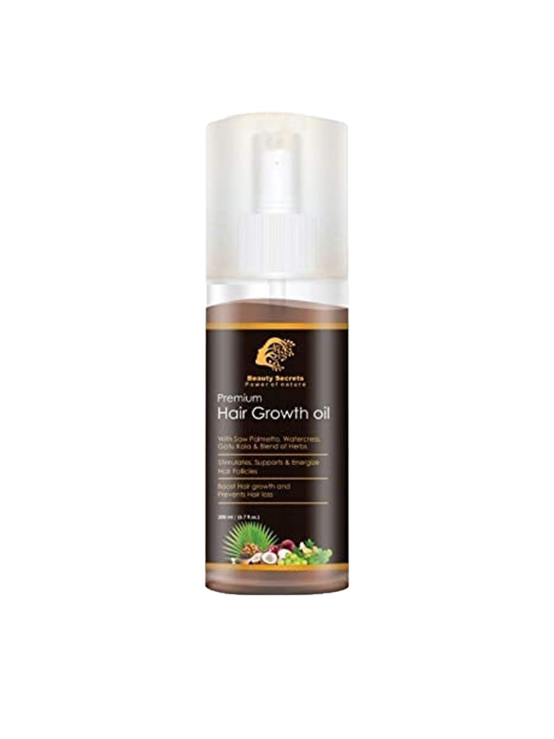 

Beauty Secrets Premium Hair Growth Oil with Saw Palmetto & Watercress - 200 ml, Black