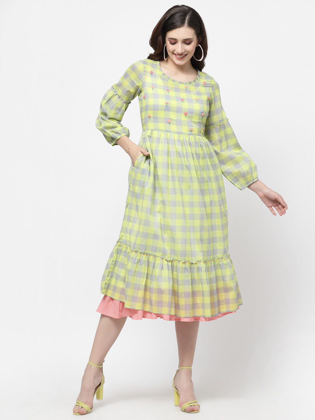 

TERQUOIS Women A-Line Midi Dress, Green