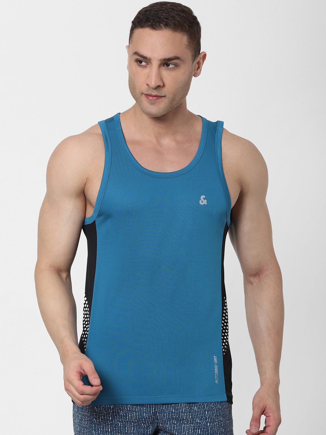 

Jack & Jones Men Logo Printed Colour Blocked Innerwear Vests, Blue