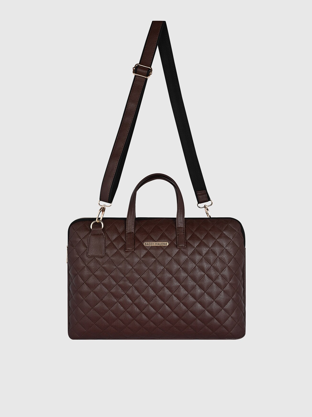 

Bagsy Malone Unisex Brown & Gold-Toned Textured PU Laptop Bag