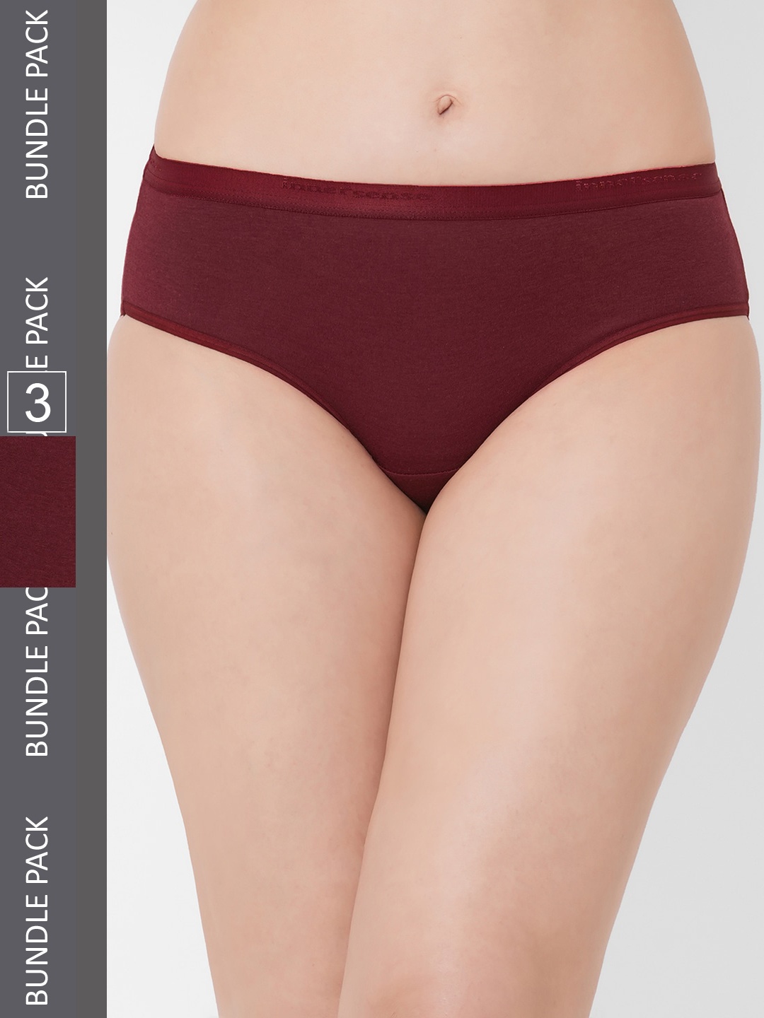 

Inner Sense Women Pack Of 3 Organic Cotton Antimicrobial Hipster Briefs ISP002, Maroon