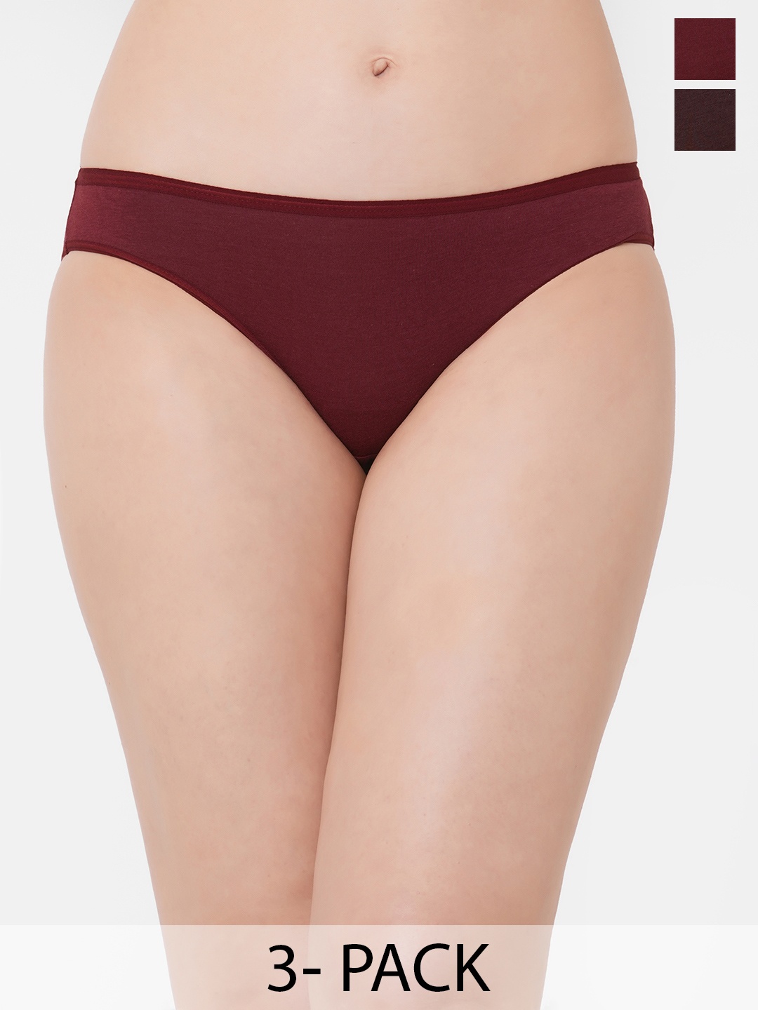 

Inner Sense Women Pack Of 3 Organic Cotton Antimicrobial Bikini Briefs IMP004, Maroon