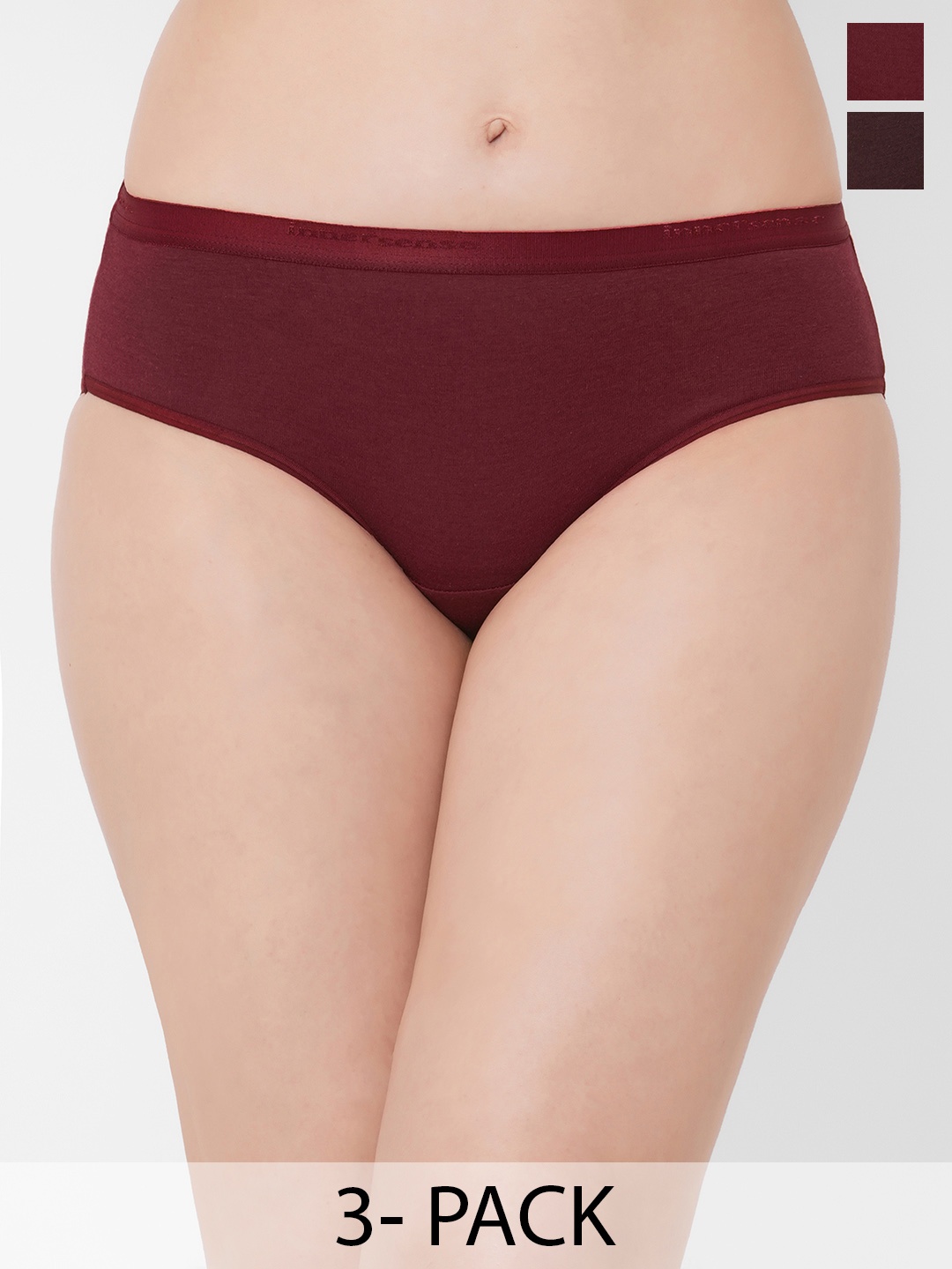 

Inner Sense Women Pack Of 3 Organic Cotton Antimicrobial Hipster Briefs ISP002, Maroon