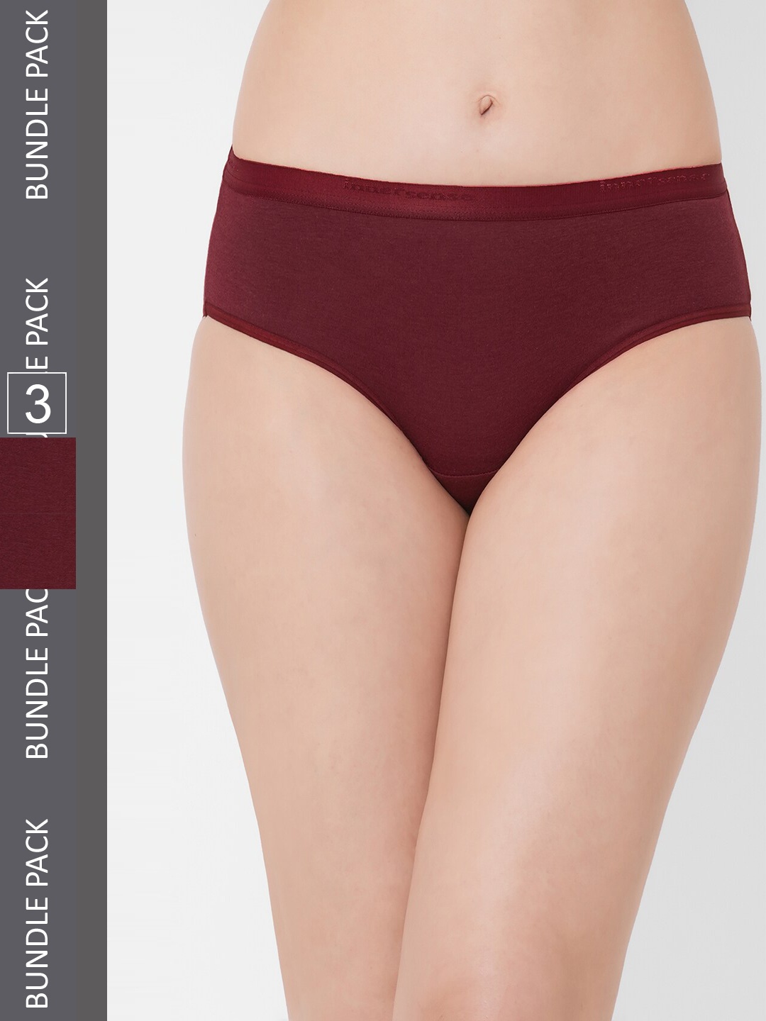 

Inner Sense Women Pack Of 3 Organic Cotton Antimicrobial Bikini Briefs IMP004, Maroon