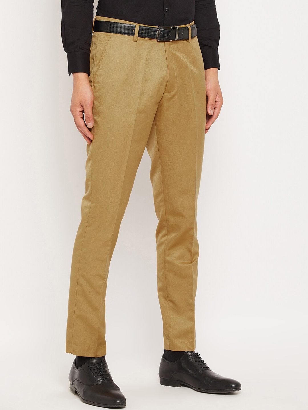 

VEI SASTRE Men Smart Slim Fit Trousers, Khaki