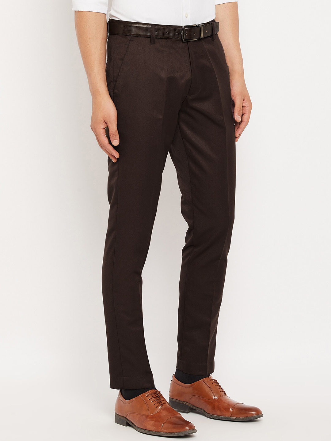 

VEI SASTRE Men Smart Slim Fit Trousers, Brown