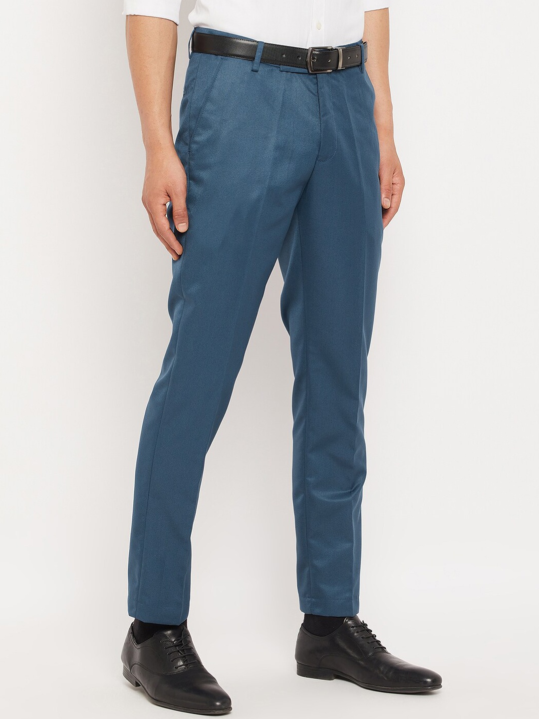 

VEI SASTRE Men Smart Slim Fit Trousers, Navy blue