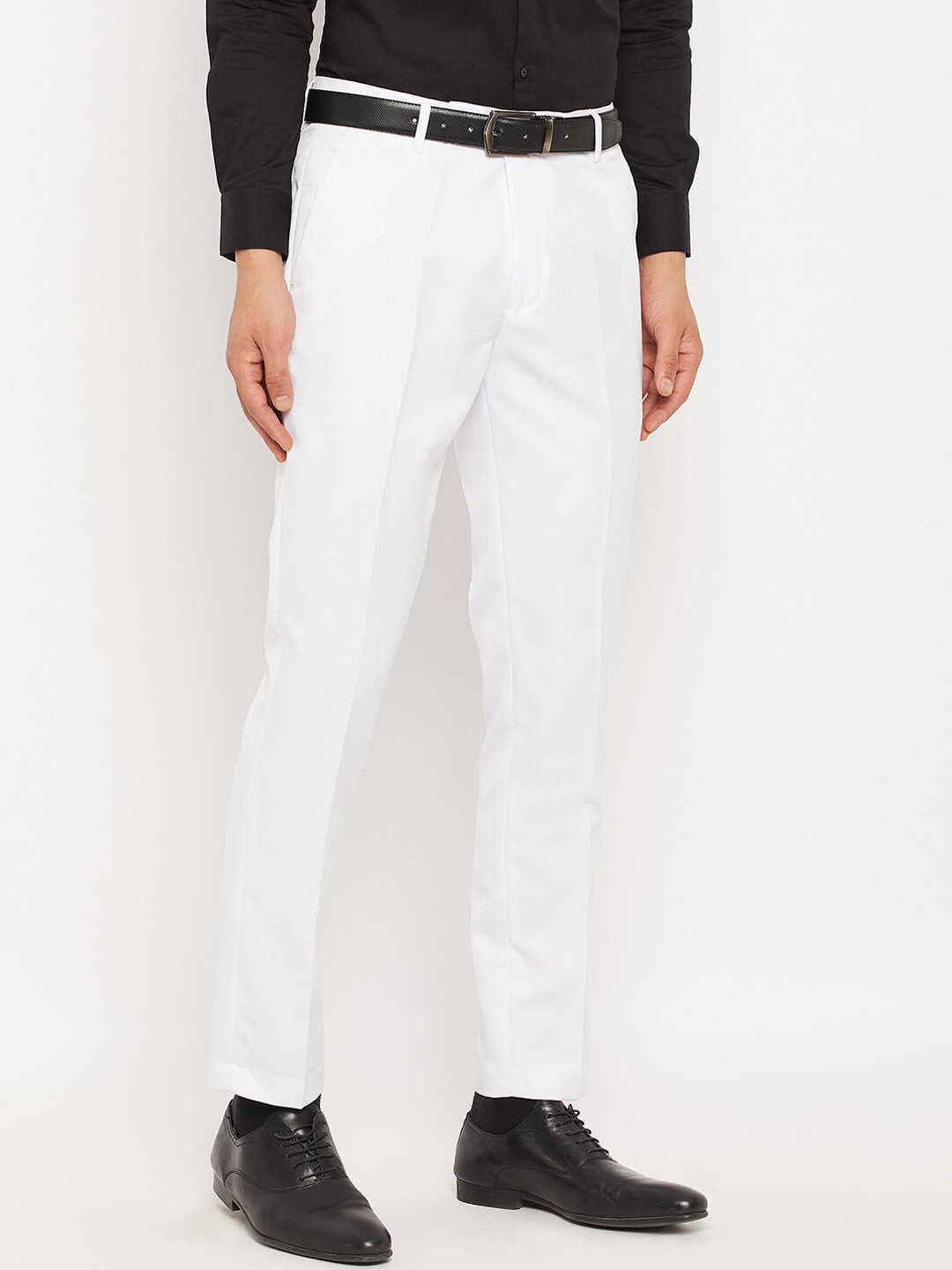 

VEI SASTRE Men Smart Slim Fit Trousers, White