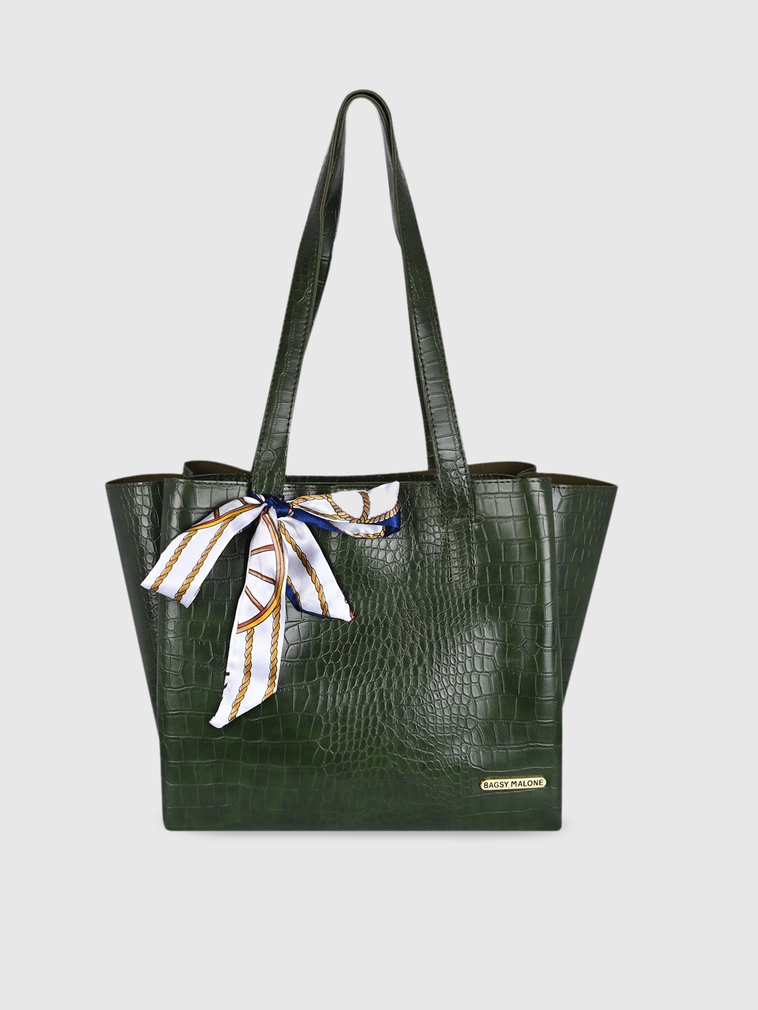 

Bagsy Malone Animal Textured Shoulder Bag with Bow Detail Handbags, Green