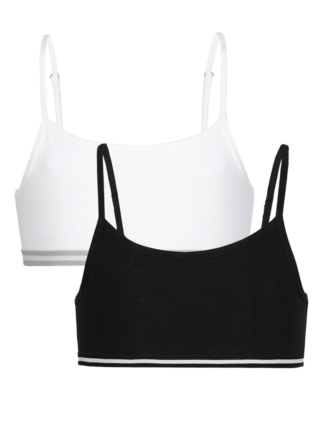 

Charm n Cherish Girls Pack Of 2 Cotton Non Padded Beginners Bra, Black