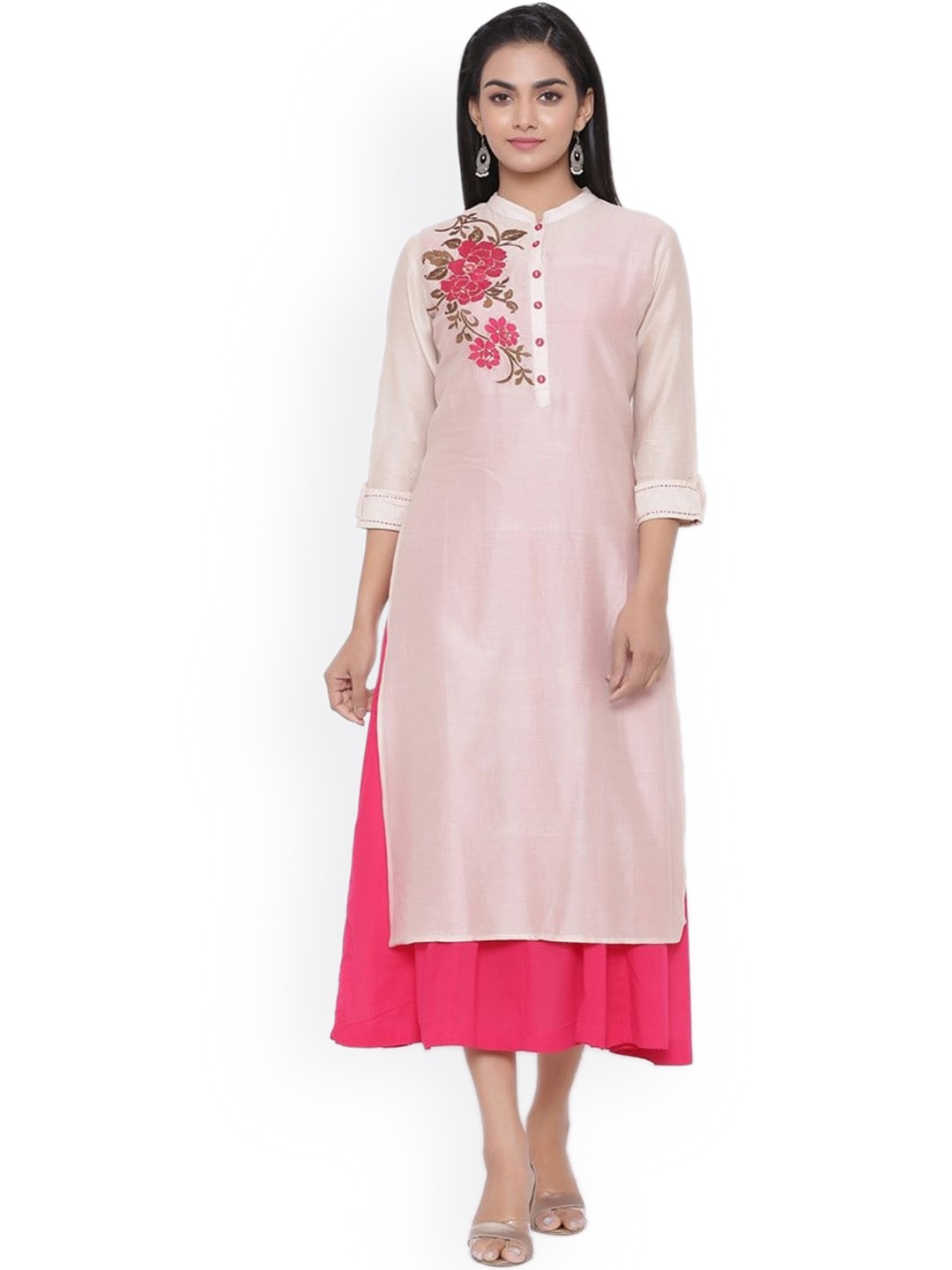 

fabGLOBAL Thread Work Kurta, Fuchsia