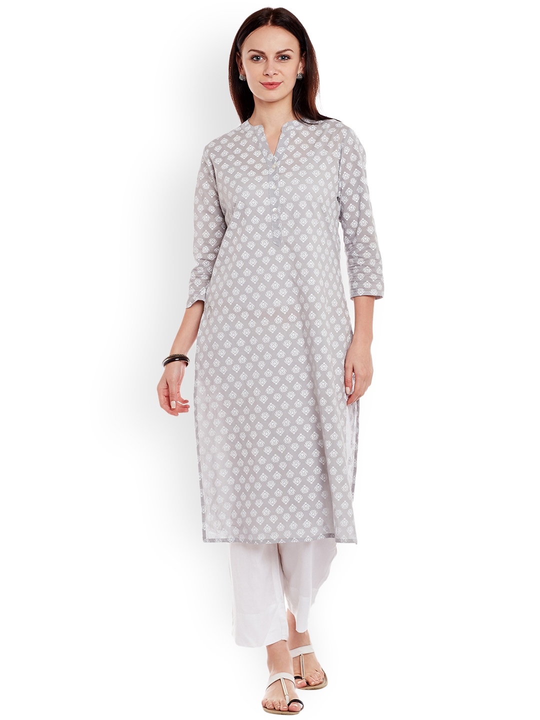 

Varanga Grey Cotton Printed Kurta