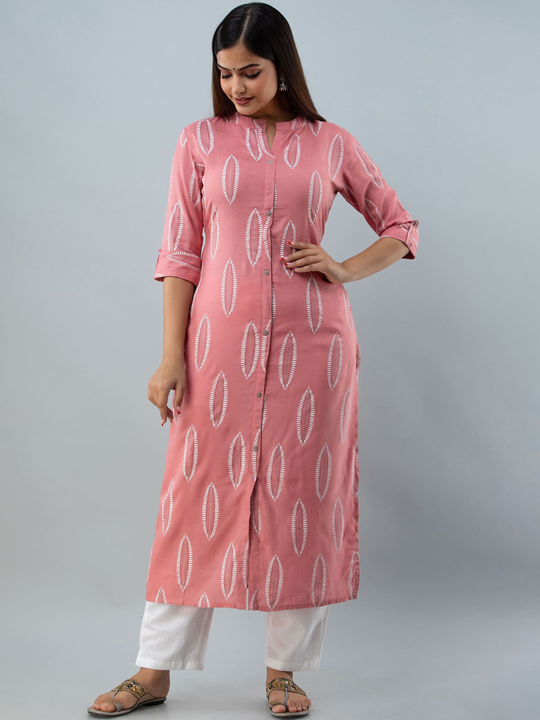 

GULMOHAR JAIPUR Paisley Printed Kurta, Pink