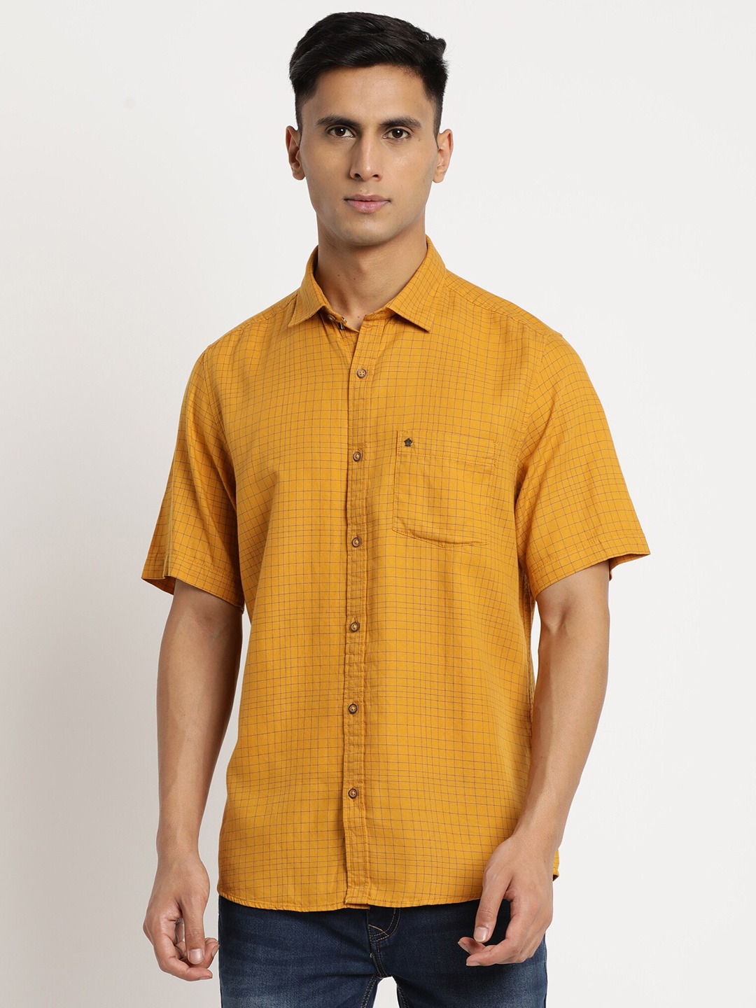 

Turtle Men Relaxed Slim Fit Cotton Casual Shirt, Yellow