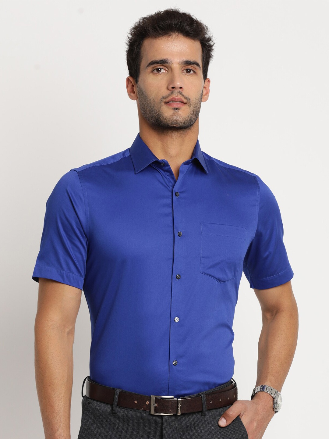 

Turtle Men Cotton Formal Shirt, Blue