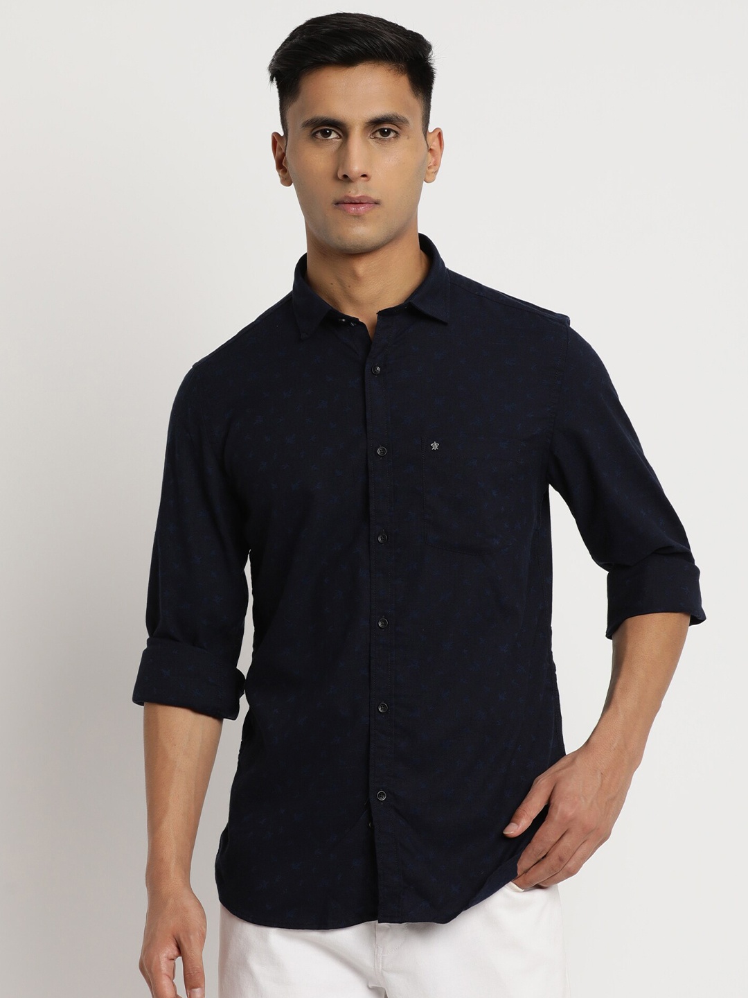 

Turtle Relaxed Slim Fit Printed Casual Shirt, Navy blue