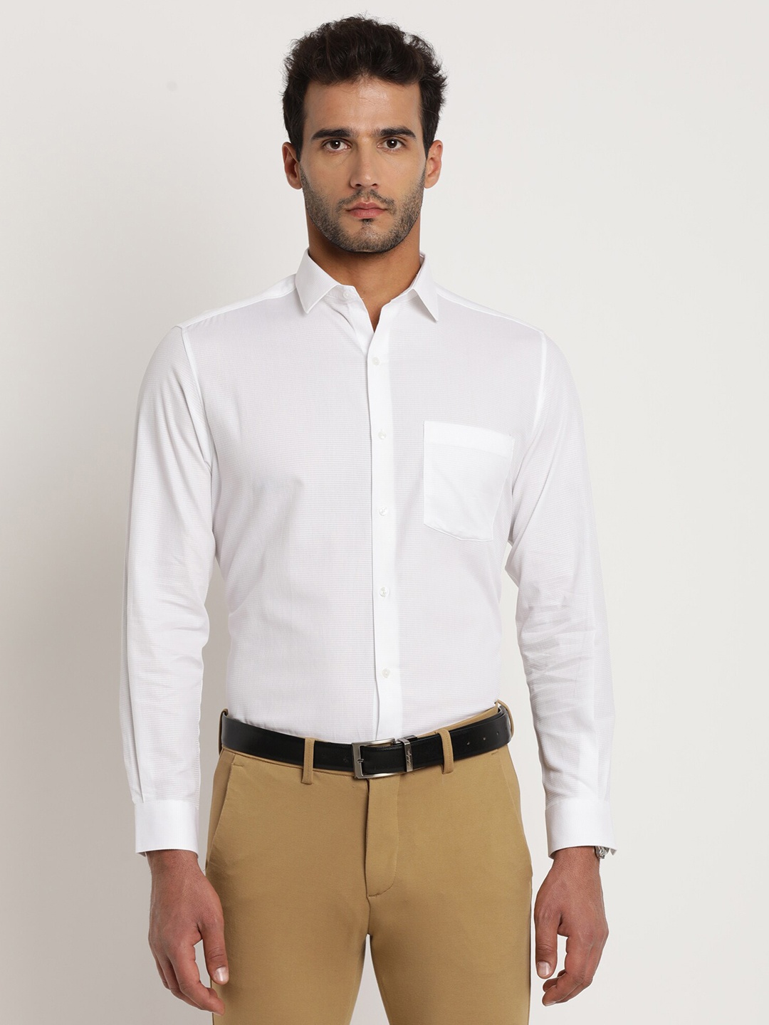

Turtle Men Cotton Formal Shirt, White