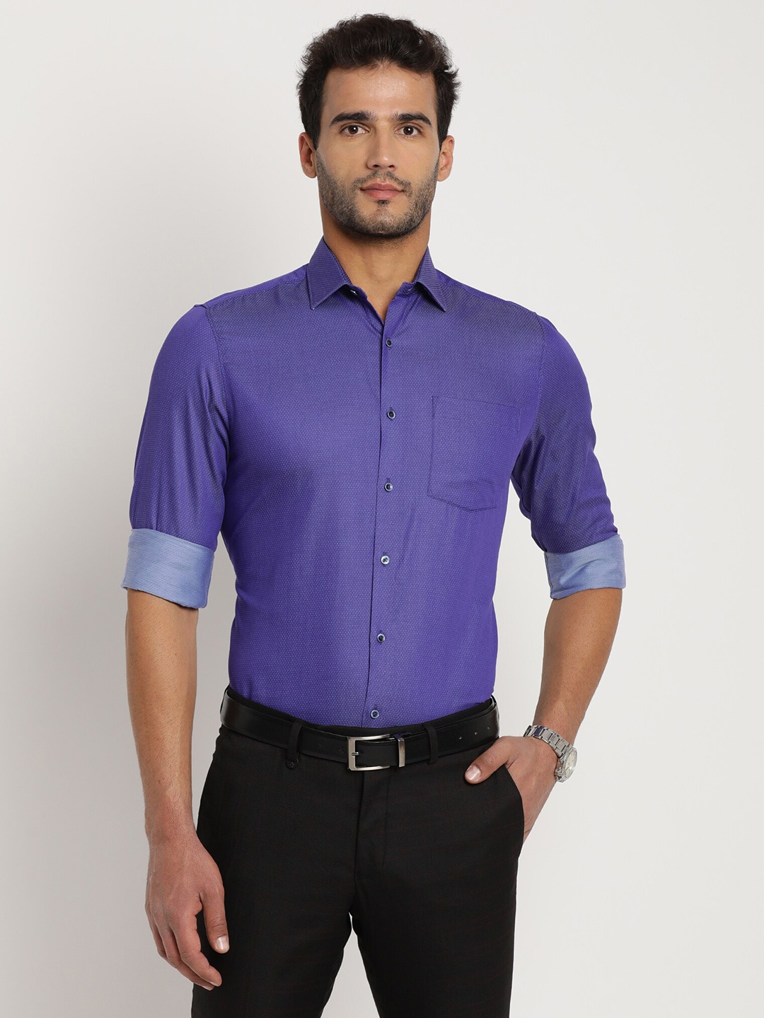 

Turtle Men Blue Slim Fit Formal Cotton Shirt