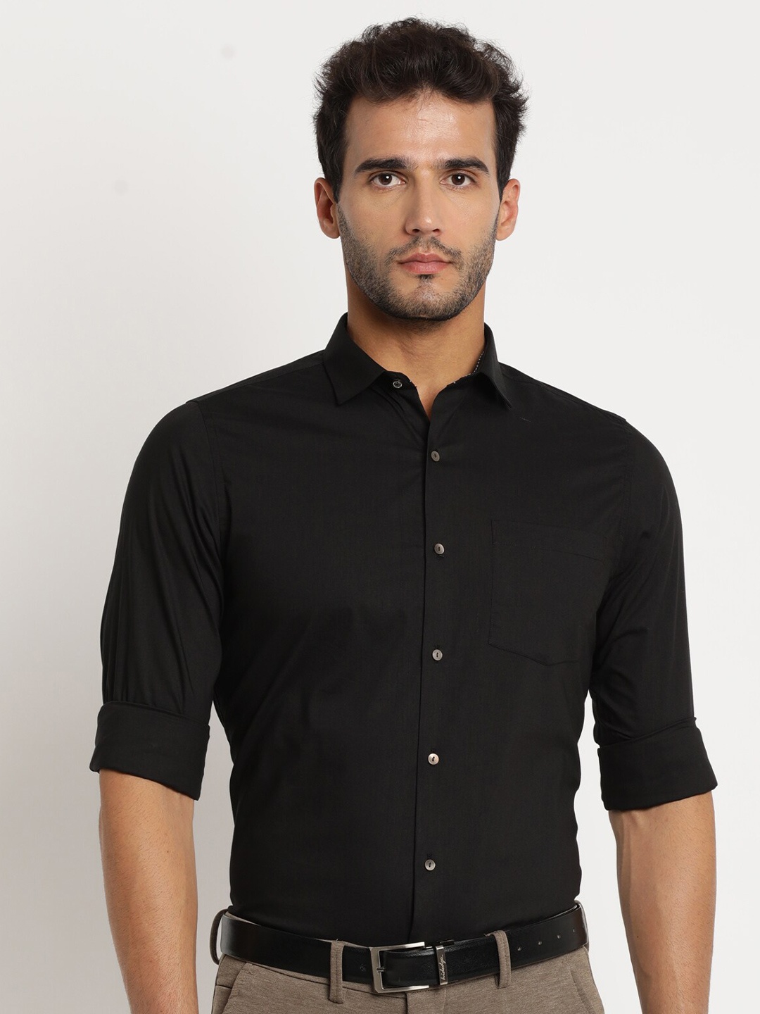 

Turtle Men Premium Slim Fit Party Shirt, Black