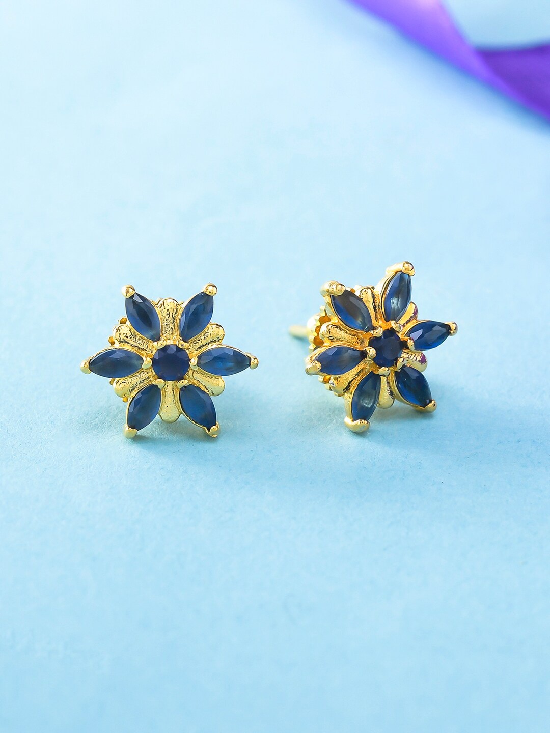 

Voylla Gold-Plated Contemporary Studs Earrings, Blue