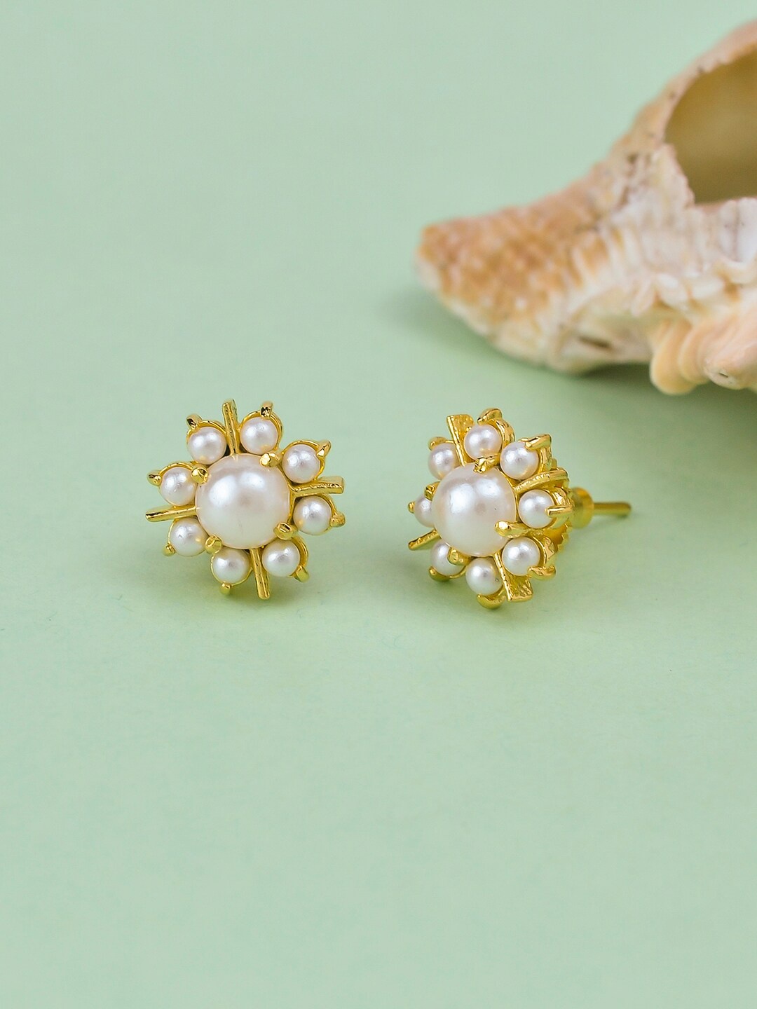 

Voylla Gold-Plated Contemporary Studs Earrings, White