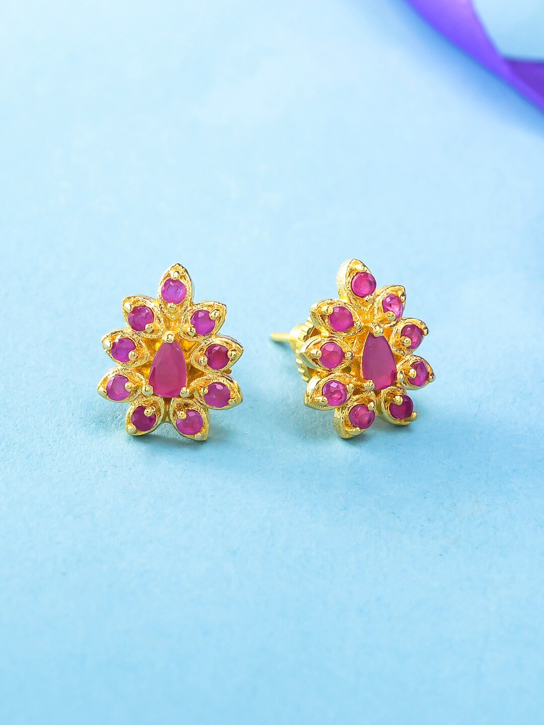 

Voylla Gold-Plated Contemporary Studs Earrings, Pink