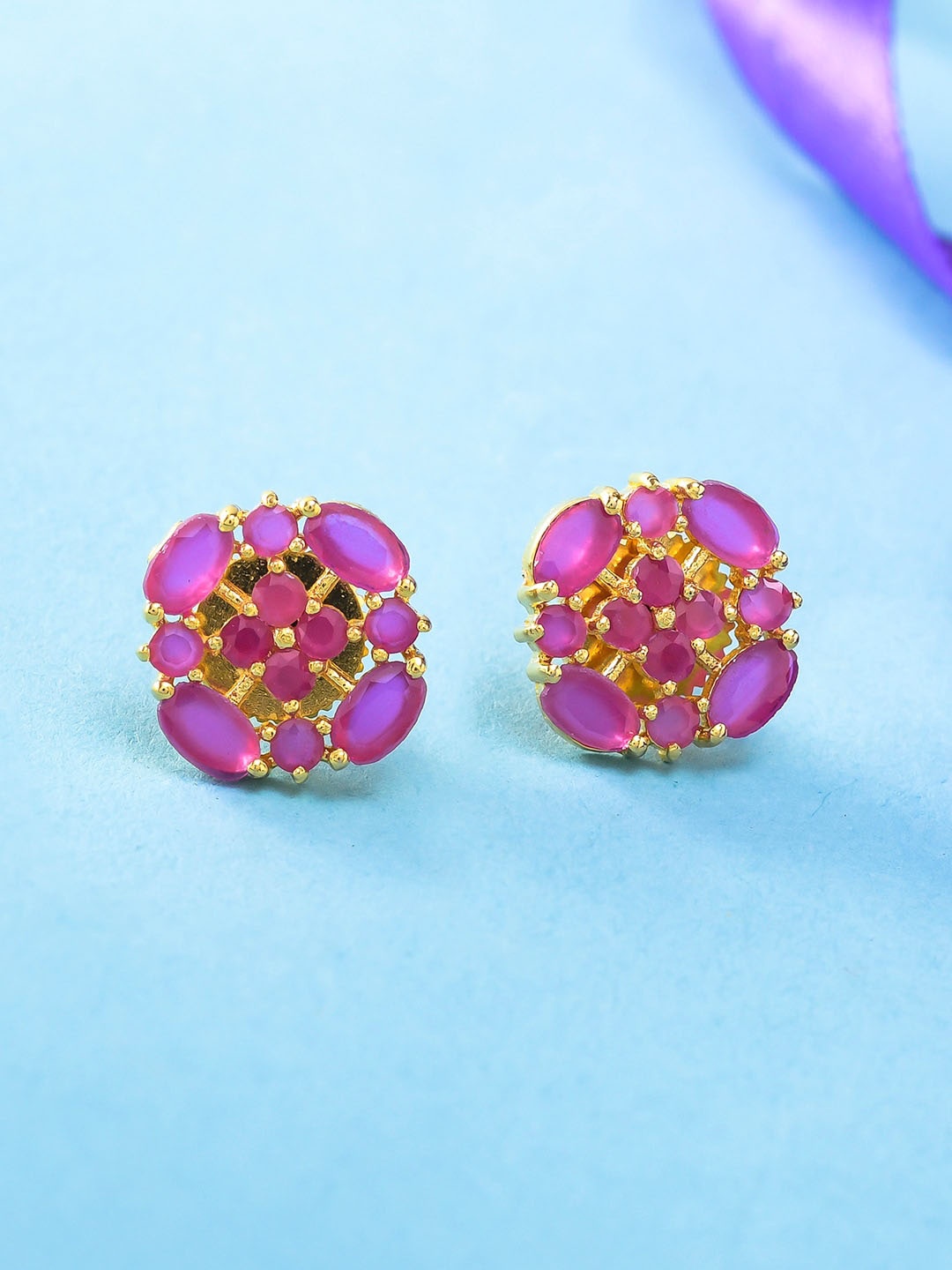 

Voylla Gold Plated Contemporary Studs Earrings