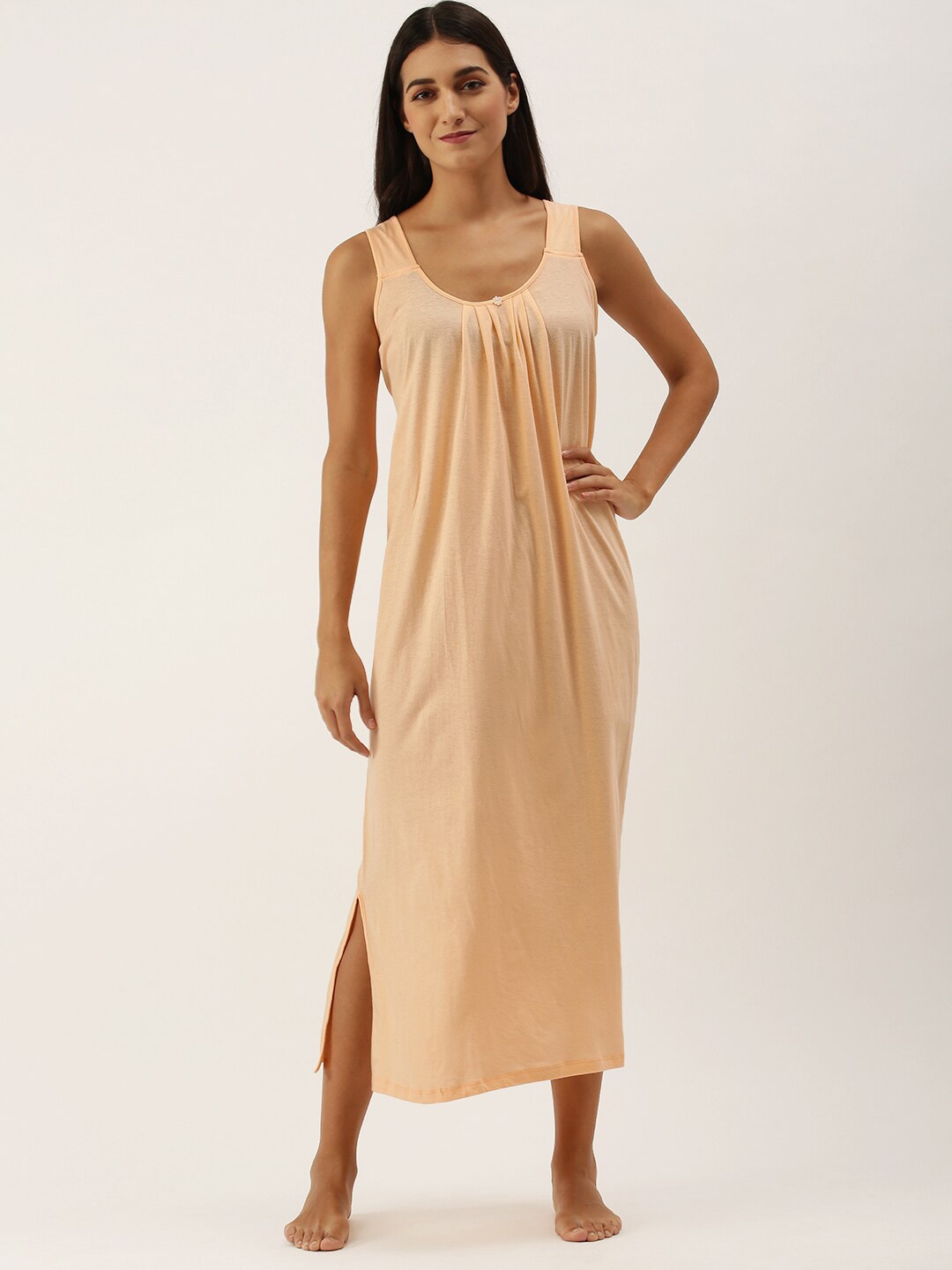 

RedRose Women Pure Cotton Nightdress, Peach