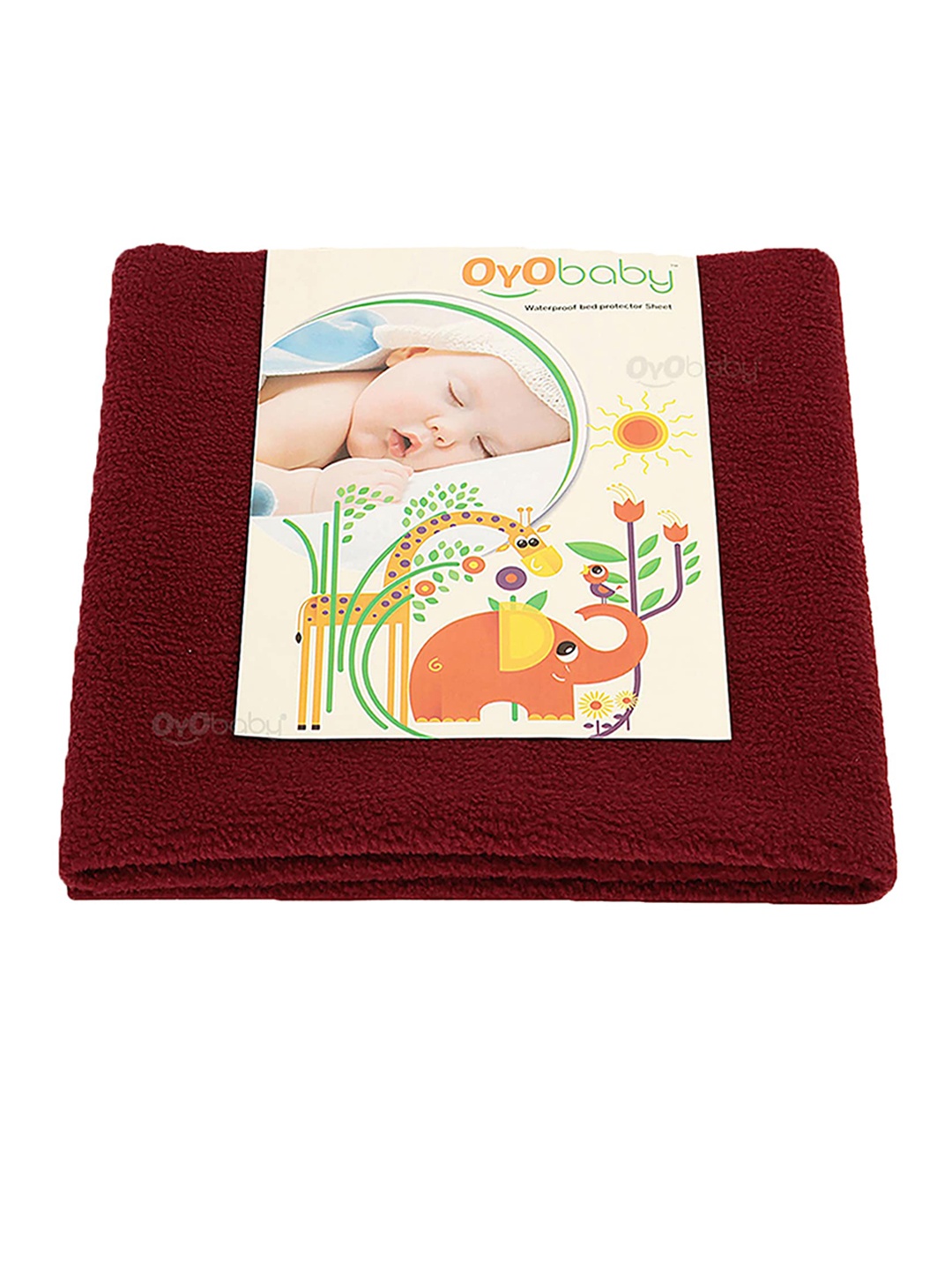 

OyO Baby Maroon Waterproof & Baby Dry Sheet Polycotton Mattress Protector