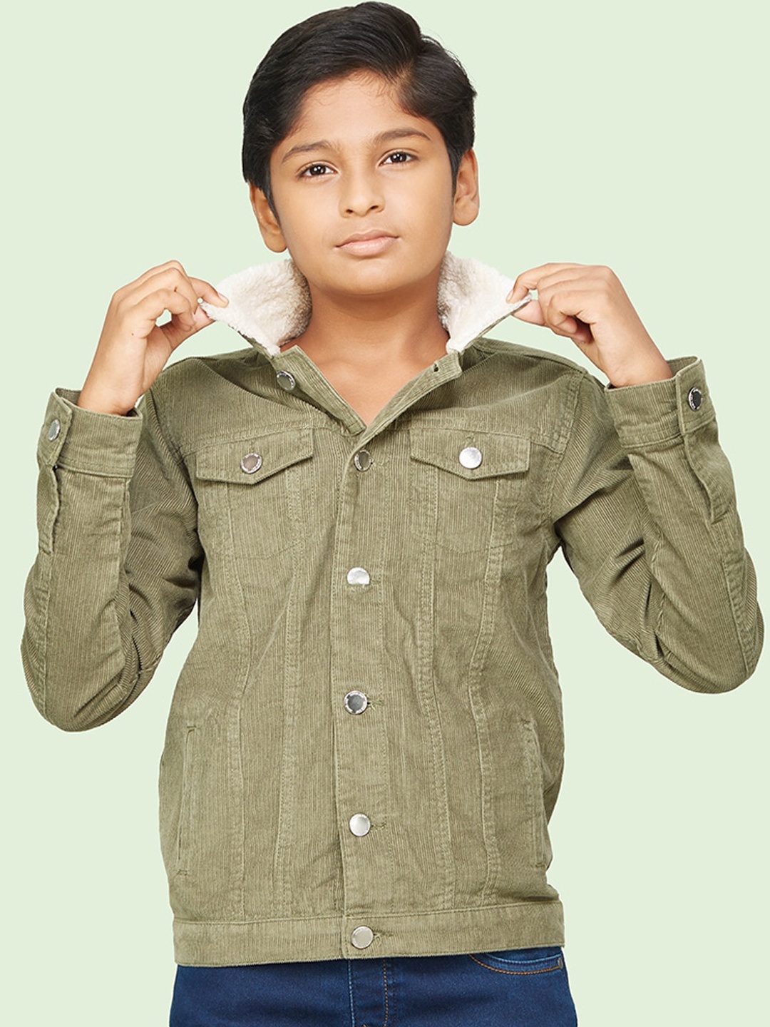 

Zalio Boys Camouflage Corduroy Tailored Jacket, Olive