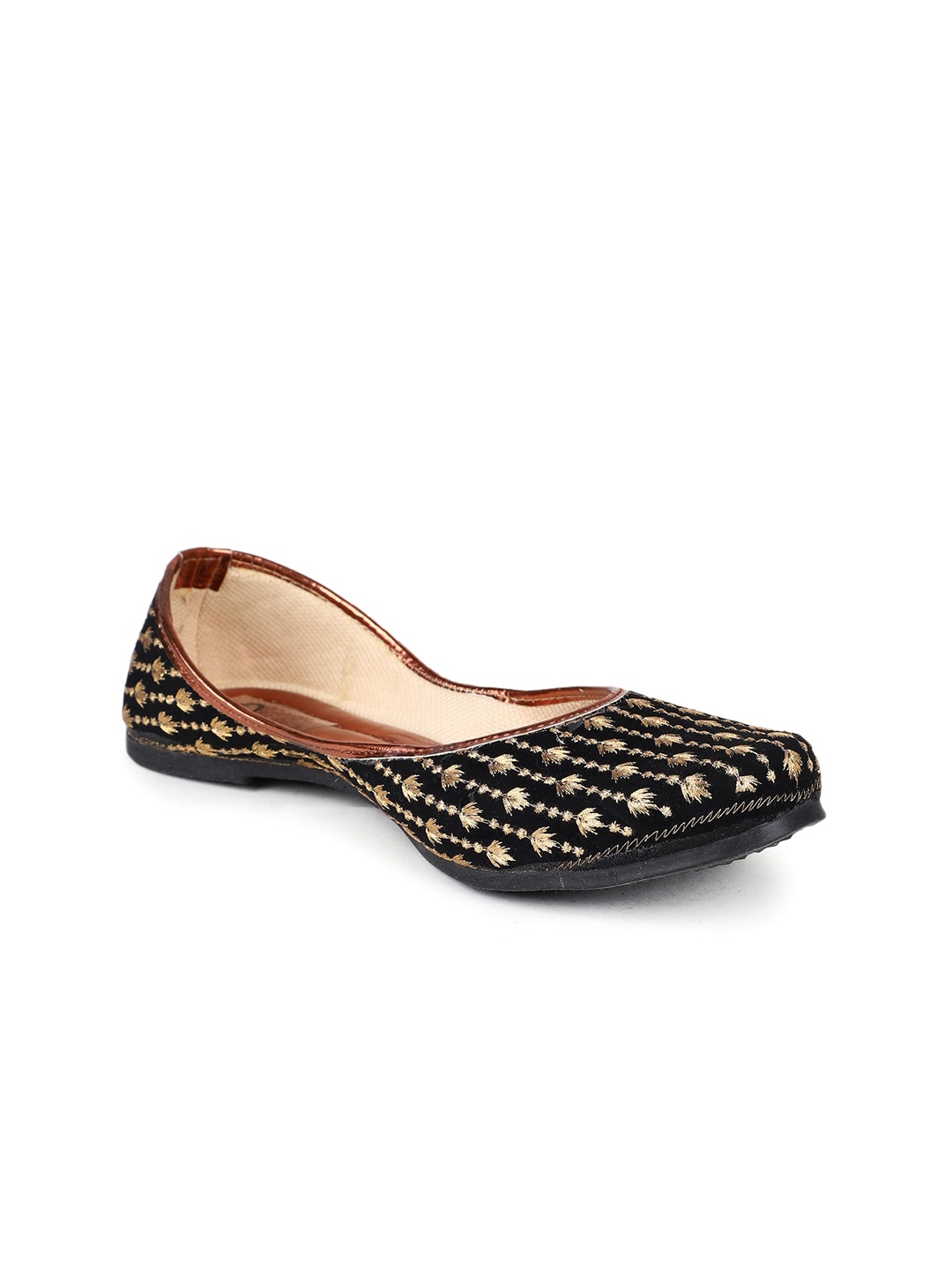 

The Desi Dulhan Women Embellished Ethnic Mojaris, Black