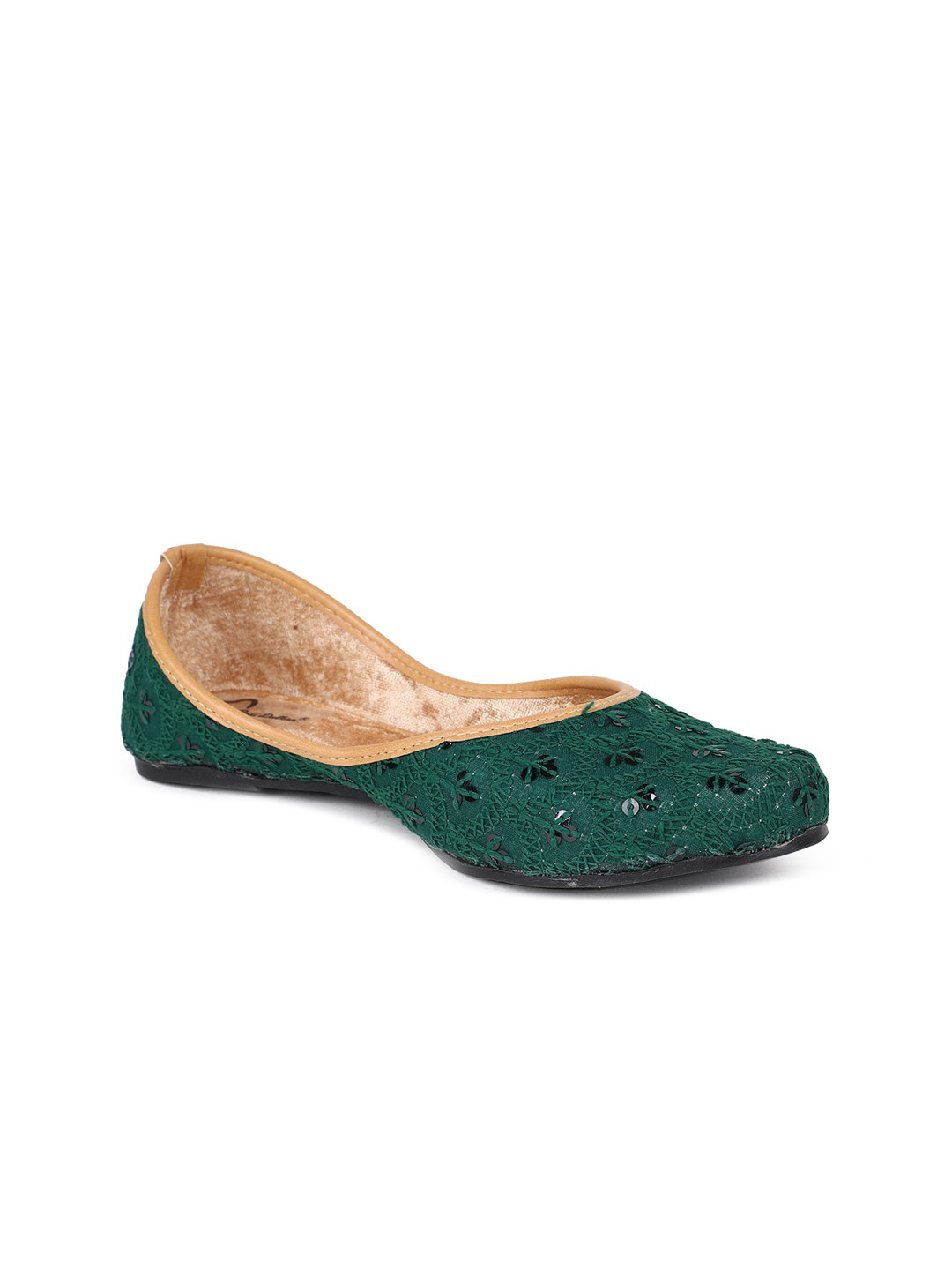 

The Desi Dulhan Women Embellished Ethnic Mojaris, Green