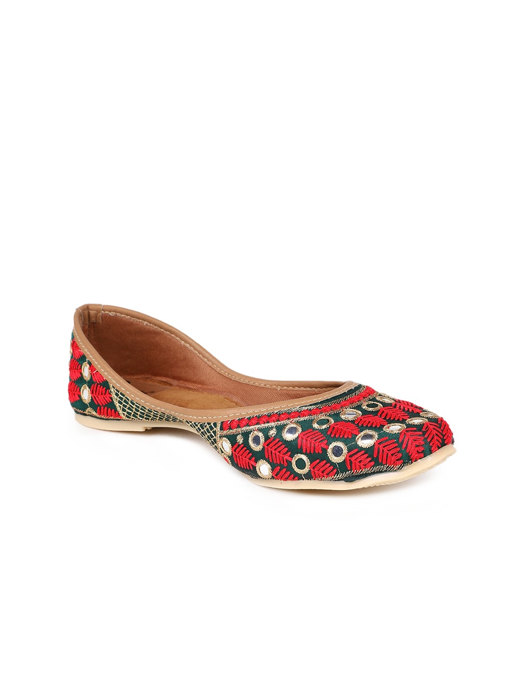 

The Desi Dulhan Women Embroidered Ethnic Mojaris, Green
