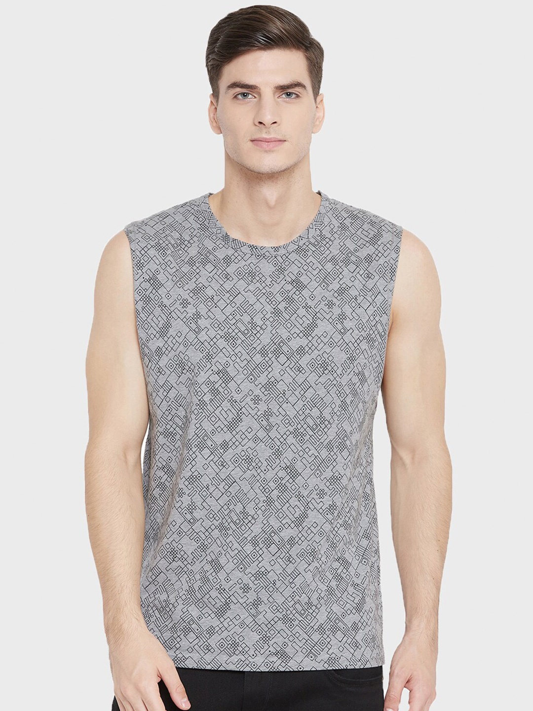 

Hypernation Printed Round Neck Cotton T-shirt, Grey